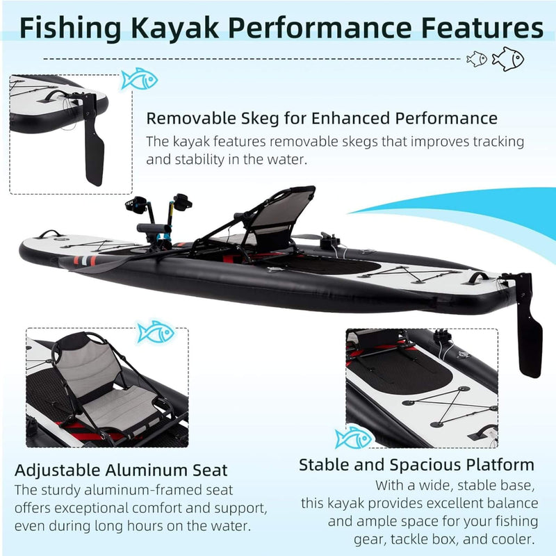 Premium 12FT Lightweight Inflatable Fishing Kayak With Pedal System (SAK15079)