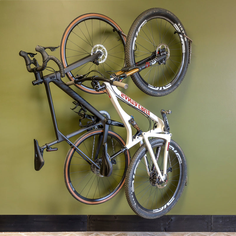 Swivel Mount Bike Storage Rack | 2 Bike Garage Wall Hooks | Mud