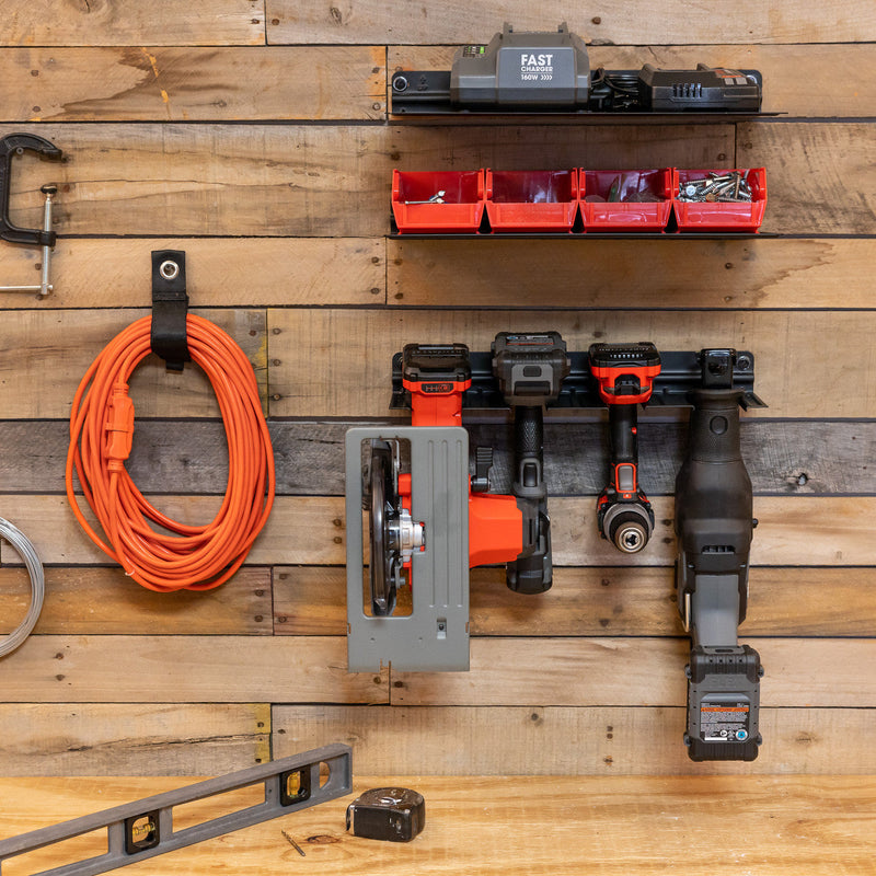 E-Drill Power Tool Organizer & 2 Shelves | Garage Storage Rack