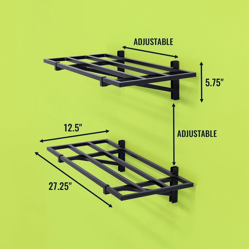 1' x 2' Bristol Garage Wall Mount Shelves | 2 Pack | Black