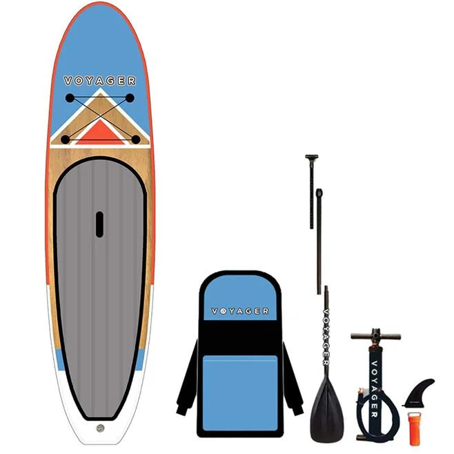 VOYAGER 10'10" Wood Blue Inflatable Stand-Up Paddleboard Package