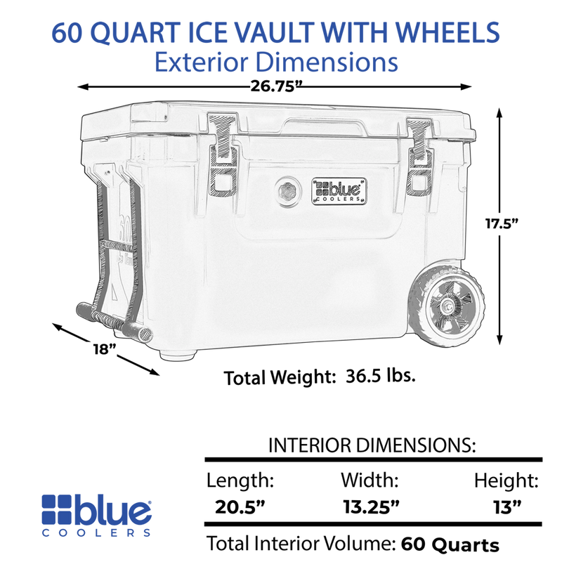 60 Quart Ice Vault Roto-Molded Cooler with Wheels - Promo
