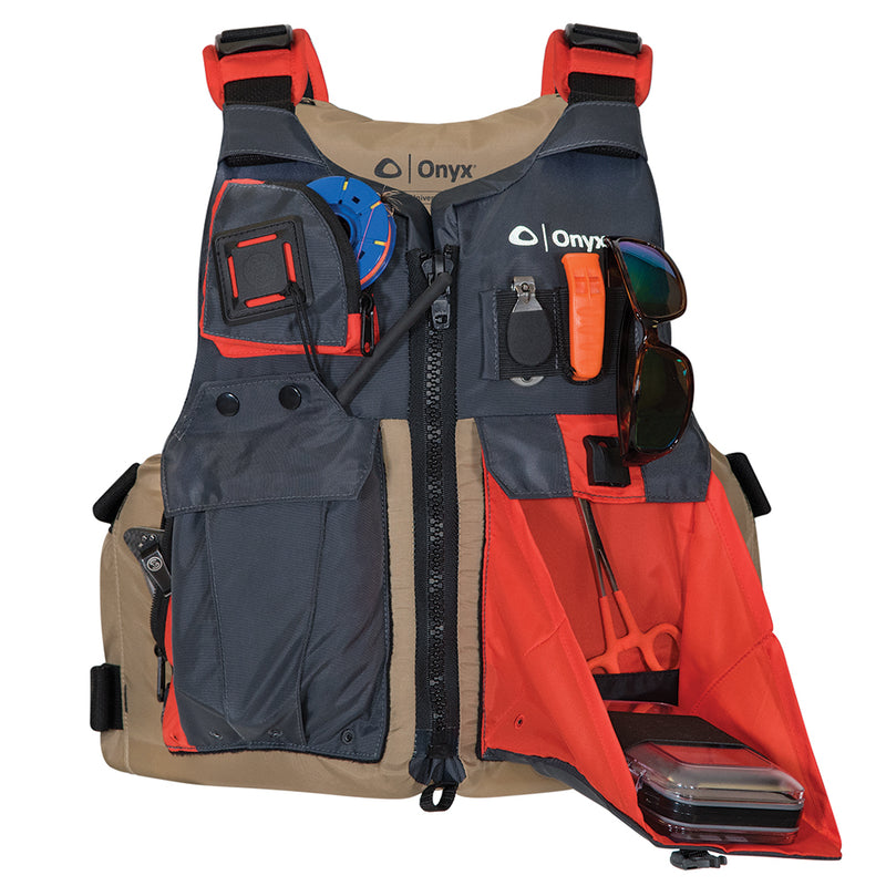Onyx Kayak Fishing Vest  Adult Universal  TanGrey 12170070600417