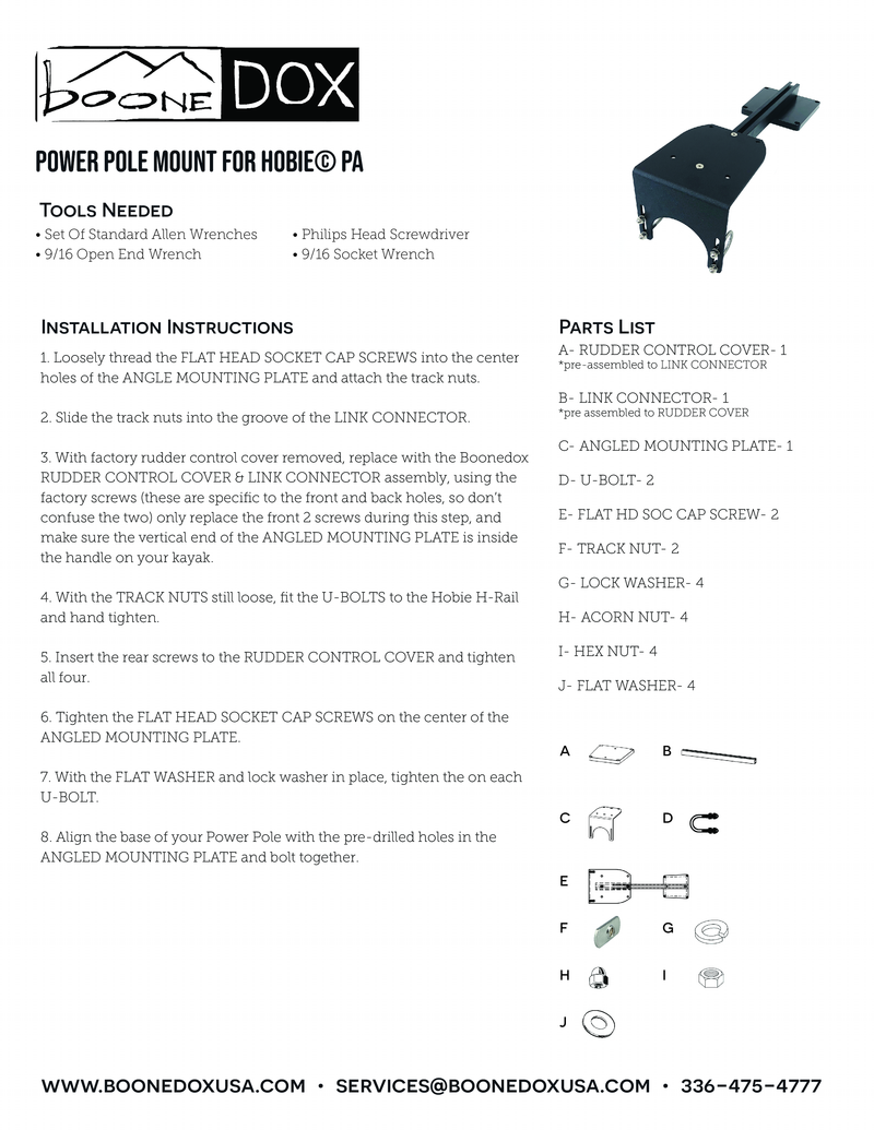 Power Pole® Mount For Hobie® Pro Angler 12 & 14