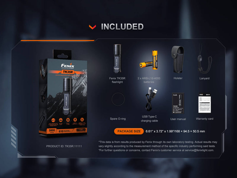 Fenix TK35R UV Light Rechargeable High-Performance Tactical Flashlight