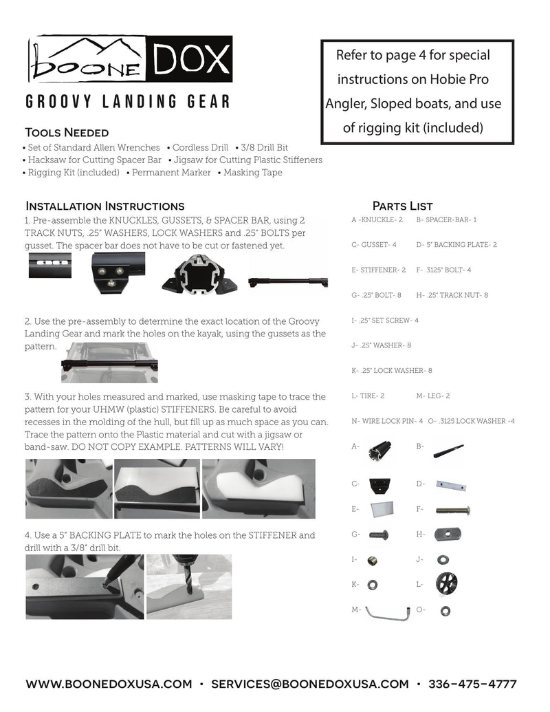 Groovy Kayak Landing Gear Cart, Standard Kit
