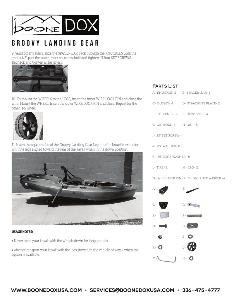 Groovy Landing Gear Kayak Cart - Pro Angler Kit