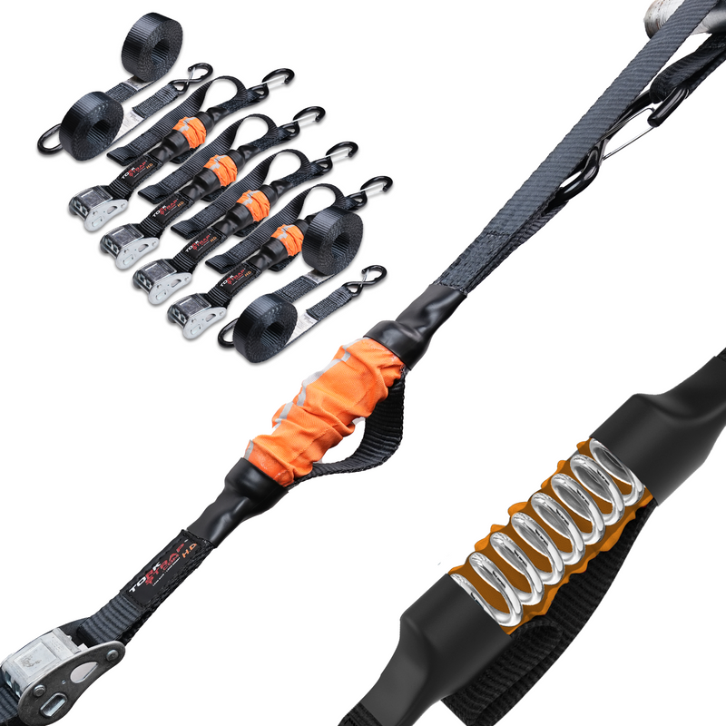 TorkStrap HD750 | 14'x1.5'' Spring Loaded Tie Down Straps - 2250lb Max Load