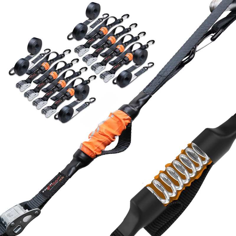 TorkStrap HD750 | 14'x1.5'' Spring Loaded Tie Down Straps - 2250lb Max Load