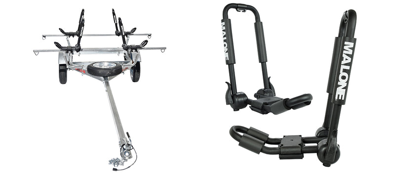 MicroSport 2 Kayak/2 Bike Trailer Package (2 Sets FoldAway-J, 2 Bike Racks, Spare Tire)