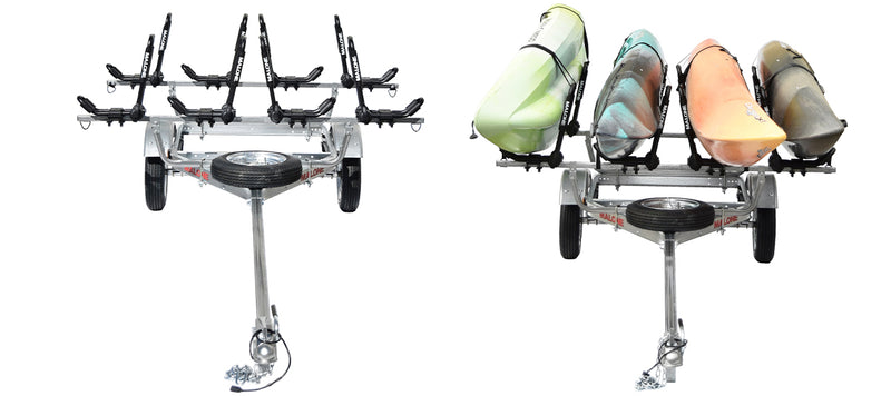 MicroSport 4 Kayak Trailer Package (4 Sets FoldAway-J, Spare Tire)
