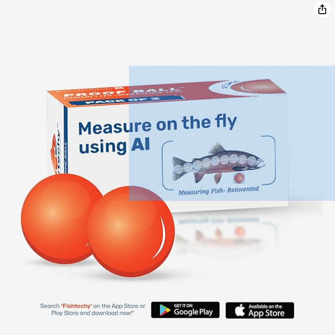 Proof Ball: AI-Powered Fish Measuring Tool – Accurate, Portable, Easy-to-Use Fishing Accessory with Free Fishtechy App for iOS & Android