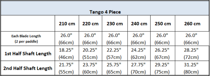 Tango Fiberglass 4-Piece Straight Shaft Kayak Paddle
