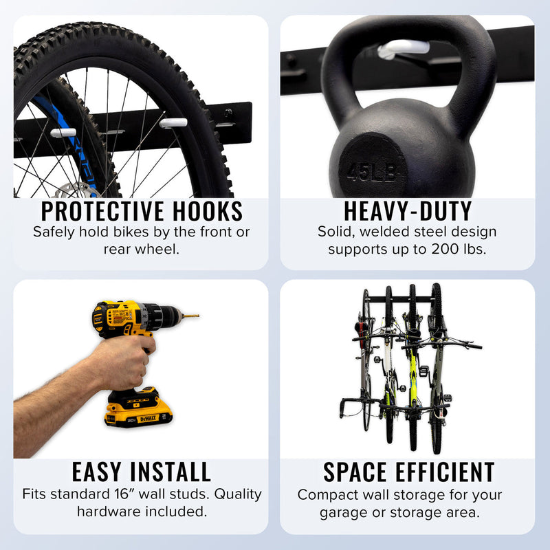 Blackstone Bike Storage Rack | 4 Bikes | Black