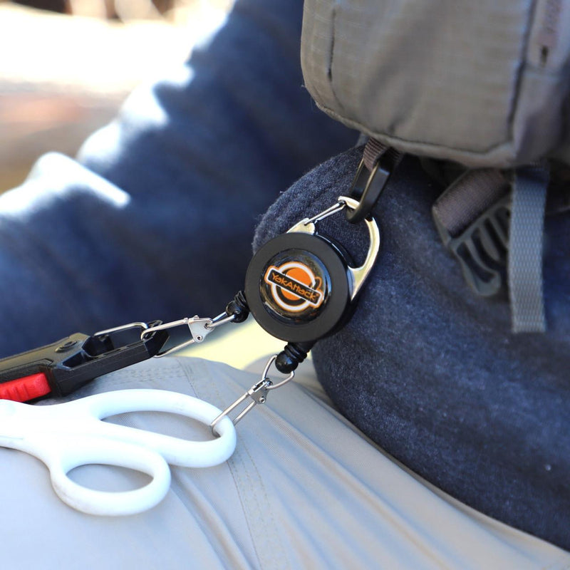 Double Attachment Clip-on Retractor, Dual 18” Nylon Cord