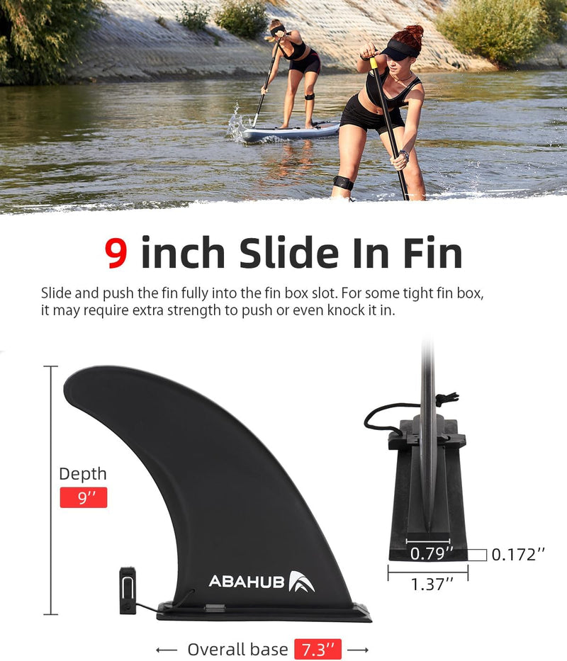 Abahub 9/10'' SUP Single Center Fin with 1 Fin Screw, Fiberglass Reinforeced 9/10 inch SUP Replacement Fins for Surfing, Surfboard, Stand-up Paddle Board, Longboard