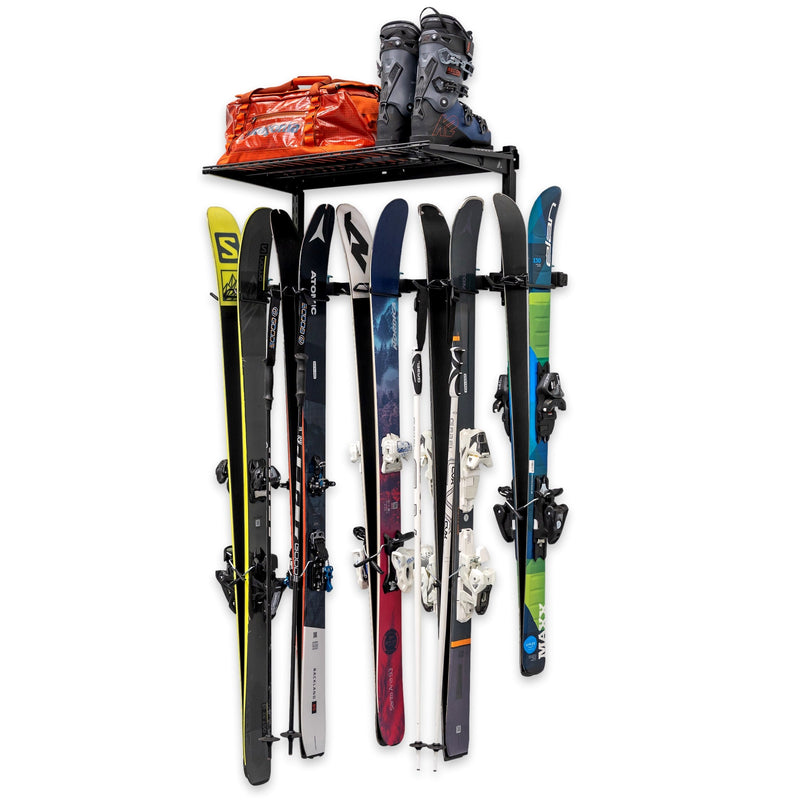 Lone Peak Ski + Shelf | Adjustable Wall Storage System | Holds 5 Pairs of Skis