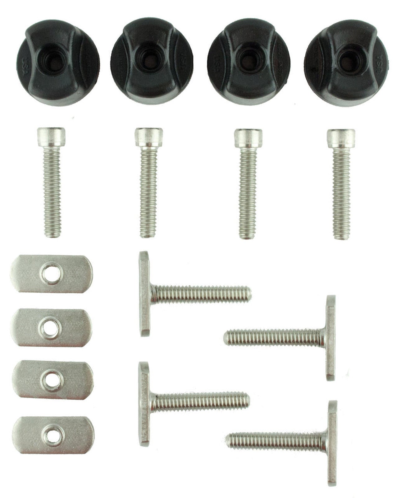 GearTrac Hardware Assortment Kit, Includes 4 each of: 1.5" MightyBolts, Threaded Knobs, Convertible Knobs, Track Nuts, Socket head cap screws