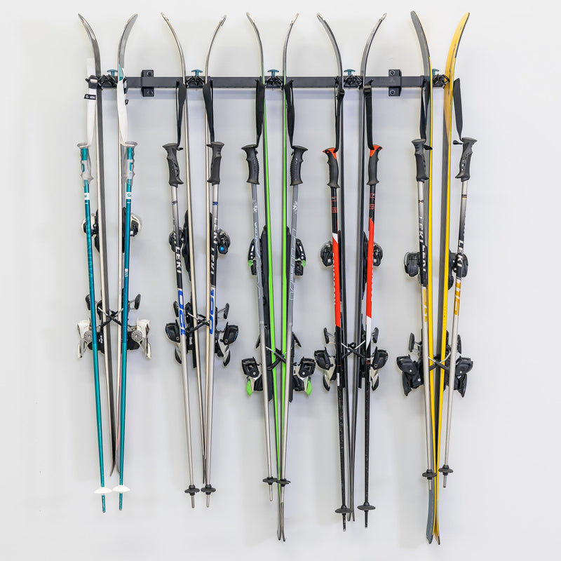 Lone Peak Ski Rack | Adjustable Wall Storage System | Holds 5 Pairs of Skis