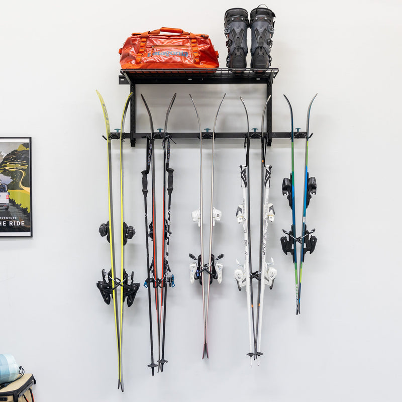 Lone Peak Ski + Shelf | Adjustable Wall Storage System | Holds 5 Pairs of Skis