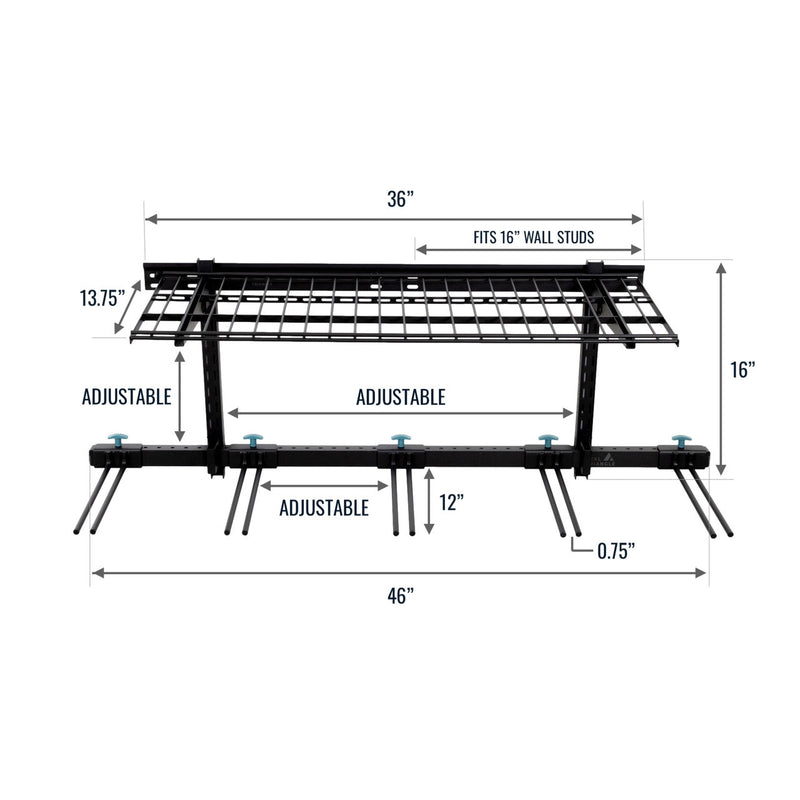 Solitude Ski Wire Shelf | Adjustable Wall Storage System | Holds 10 Pairs of Skis